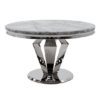 Arlesey Marble Dining Table Round In Grey And Steel Legs