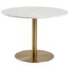 Clarkston Marble Dining Table In Guangxi White With Brass Base