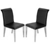 Kirkland Black Faux Leather Dining Chairs In Pair