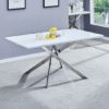 Petra Large Glass Top High Gloss Dining Table In White