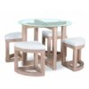 Qamra Glass Dining Table Set Round In Beech Effect