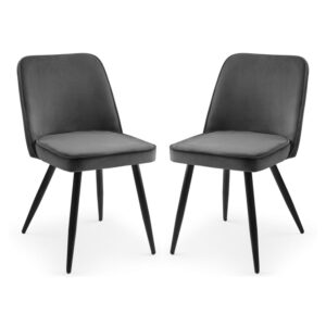 Babette Grey Velvet Dining Chairs In Pair