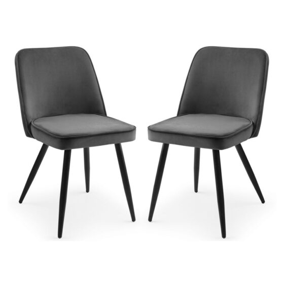 Babette Grey Velvet Dining Chairs In Pair