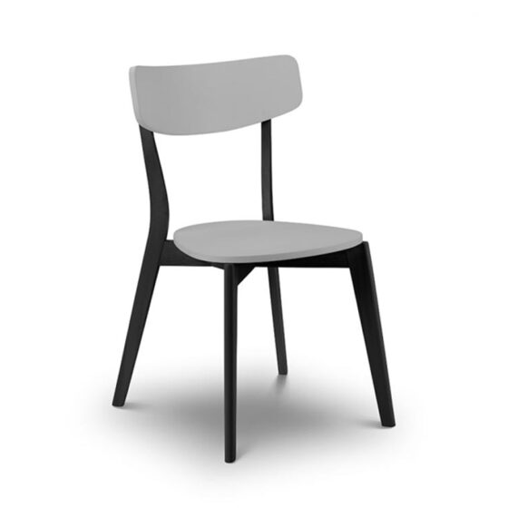 Calah Wooden Dining Chair In Grey And Black