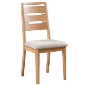 Camber Wooden Dining Chair With Linen Seat In Waxed Oak