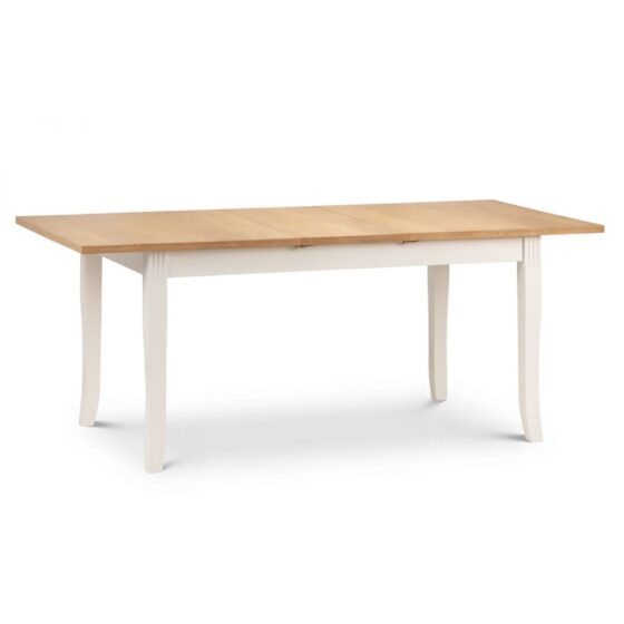 Dagan Wooden Extending Dining Table In Ivory And Oak