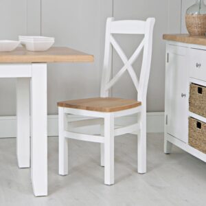 Elkin Cross Back Wooden Dining Chair In Oak And White
