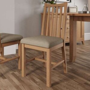 Gilford Wooden Dining Chair With Fabric Seat In Light Oak