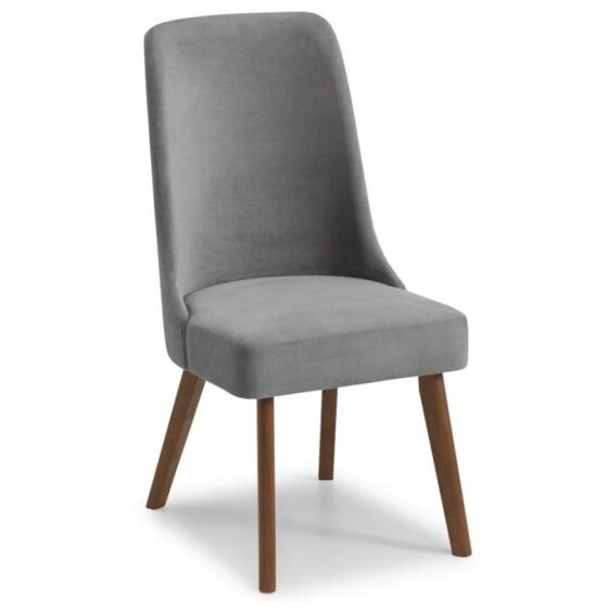 Hidalgo Fabric Dining Chair With Walnut Legs In Dusk Grey
