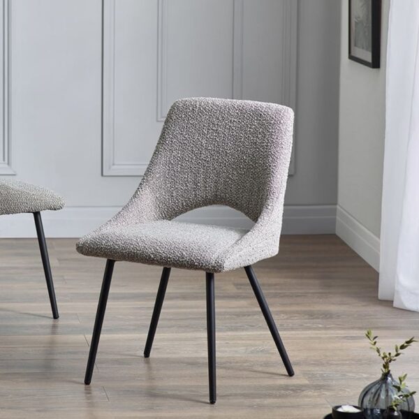 Irwin Fabric Dining Chair With Black Legs In Grey