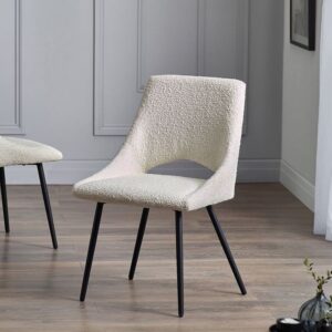 Irwin Fabric Dining Chair With Black Legs In Ivory