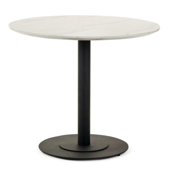Layton Wooden Dining Table Round In White Marble Effect