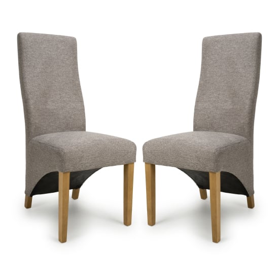 Basreh Mocha Weave Fabric Dining Chairs In Pair