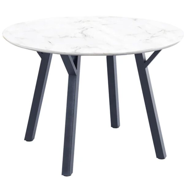 Frisco Wooden Dining Table Round In Marble Effect