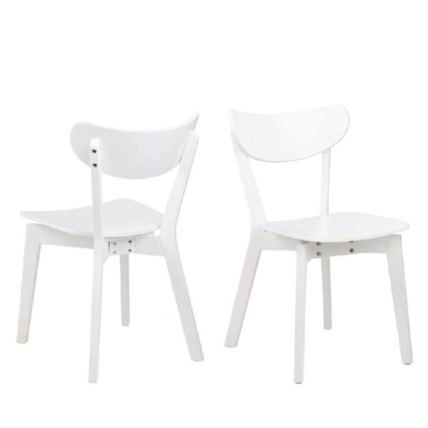 Riga White Wooden Dining Chairs In Pair