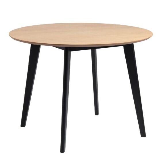 Riga Wooden Dining Table Round In Oak And Black