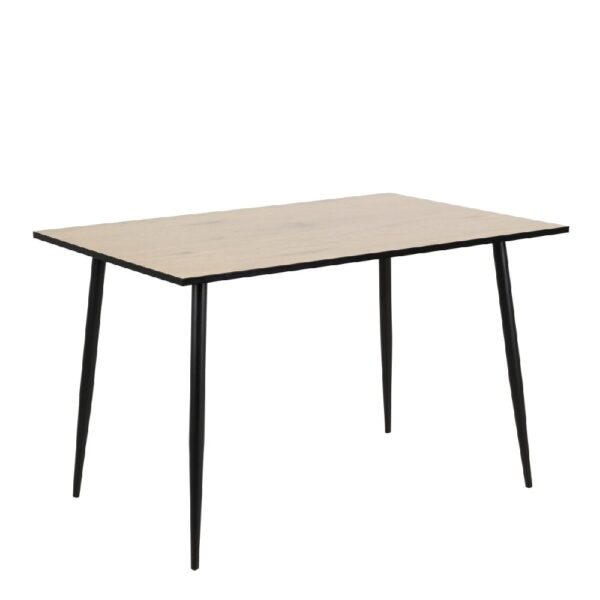 Warren Wooden Dining Table With Black Legs In White Oak