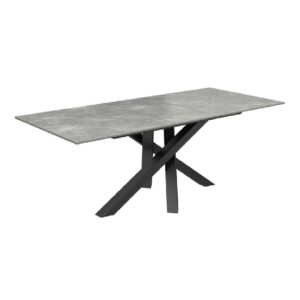 Barrie Small Ceramic Glass Extending Dining Table In Matte Grey