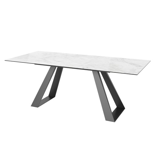 Lanton Ceramic Extending Dining Table In Grey Gloss