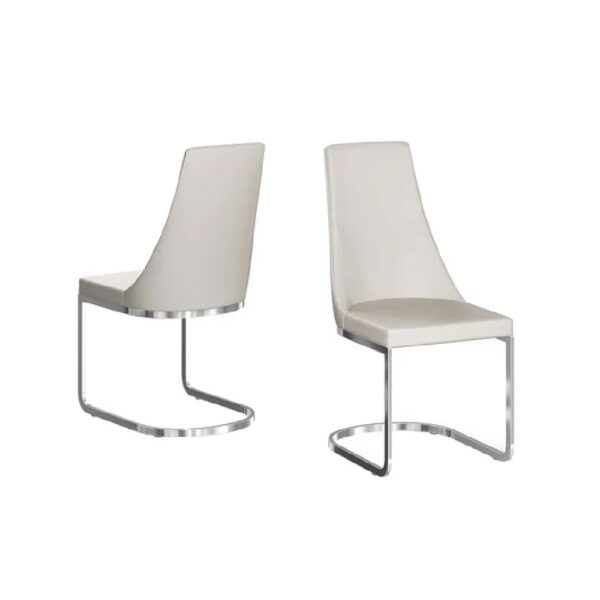 Markyate Cream Leather Dining Chairs With Chrome Legs In Pair