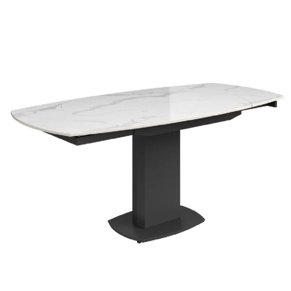 Oakmere White Ceramic Extending Dining Table With Steel Base