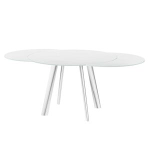 Osterley White Glass Extending Dining Table With Steel Legs