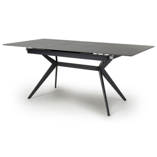 Tarsus Ceramic Extending Dining Table With Metal Legs In Grey