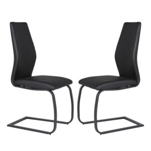 Adoncia Black Faux Leather Dining Chairs In Pair