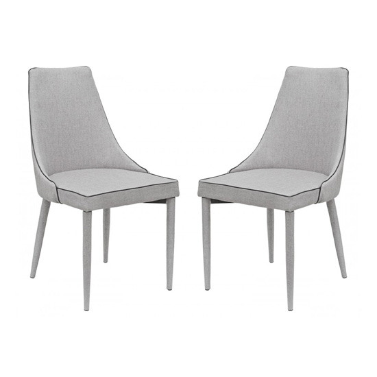 Divina Grey Fabric Upholstered Dining Chairs In Pair