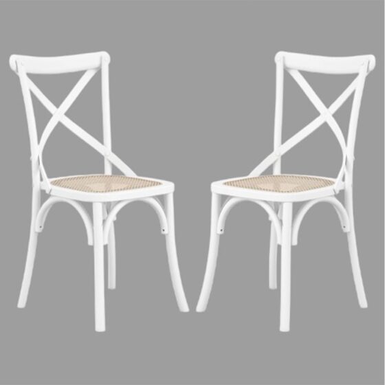 Flint White Wooden Dining Chairs In Pair