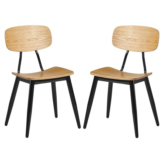 Jona Ply Oak Wooden Dining Chairs In Pair