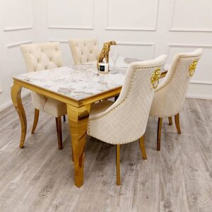 Laval Pandora Sintered Stone Dining Table 8 Benton Cream Chairs