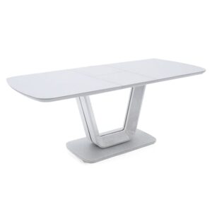 Lazaro Large Glass Extending Dining Table With White Gloss Base