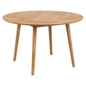 Nephi Wooden Dining Table Round In Herringbone Oak