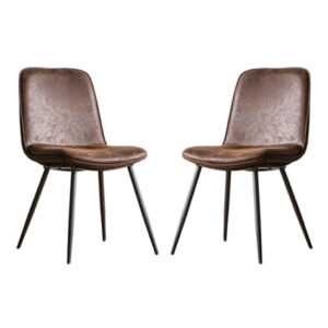 Netanya Brown Faux Leather Dining Chairs In A Pair