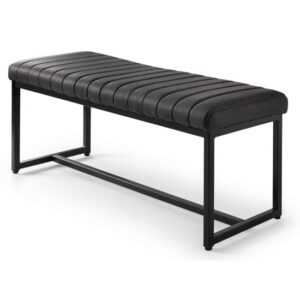 Sakaye Faux Leather Dining Bench In Black