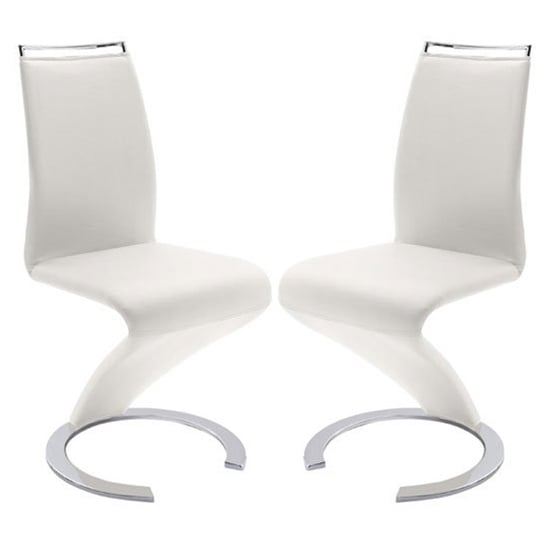 Summer Z White Faux Leather Dining Chairs In Pair