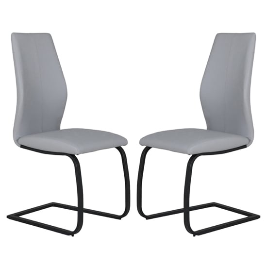 Adoncia Grey Faux Leather Dining Chairs In Pair