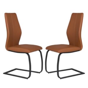 Adoncia Tan Faux Leather Dining Chairs In Pair