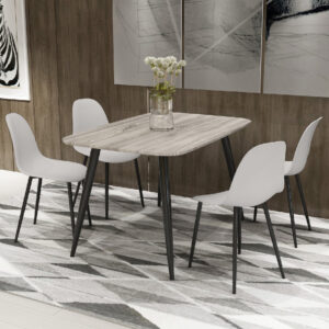 Arta Grey Wooden Dining Table 4 Duo Plastic Calico Chairs