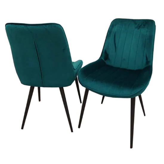 Danville Teal Velvet Dining Chairs In Pair