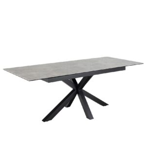 Hebron Ceramic Small Extending Dining Table In Grey