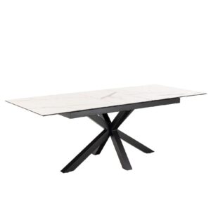 Hebron Ceramic Small Extending Dining Table In White