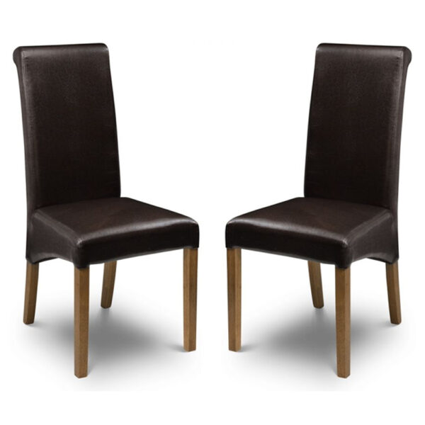 Cary Brown Faux Leather Dining Chairs In Pair