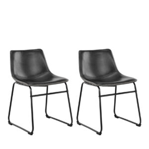 Ogden Black Leather Dining Chairs In Pair