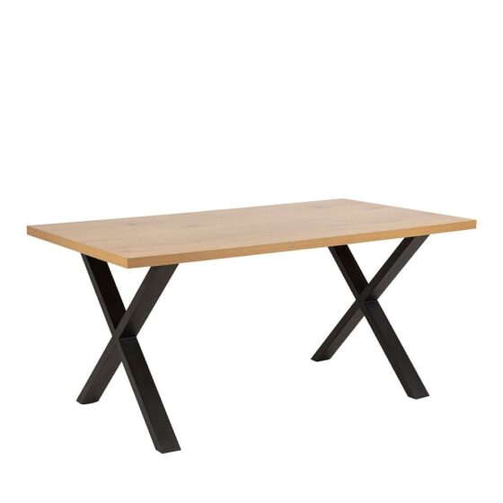 Waco Wooden Dining Table Rectangular With Black Legs In Oak