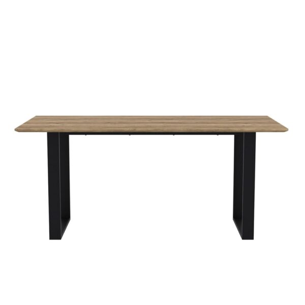 Albany Wooden Dining Table In Russet With Black U-Shaped Legs