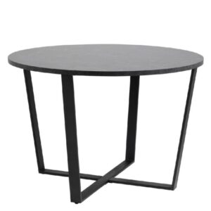 Amarillo Wooden Dining Table Round In Black Melamine Effect