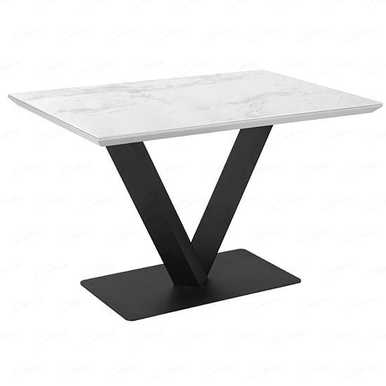 Anzio Ceramic Marble Dining Table Rectangular In White