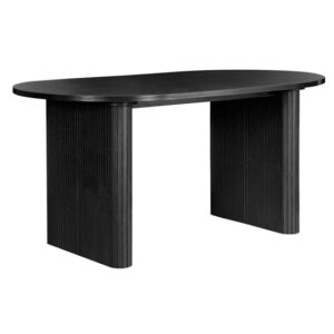 Avenel Fluted Wooden Dining Table Oval In Black